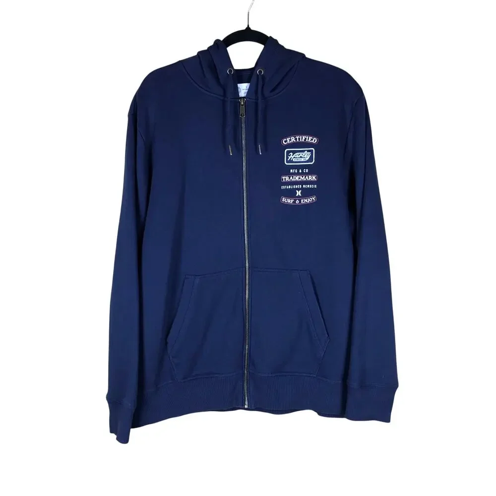 Hurley Jacket Men’s Size Large Navy Bluse Zip Up Streetwear Cotton Warm Casual